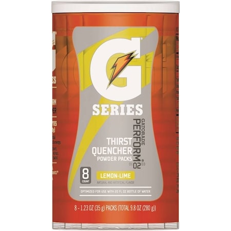 GATORADE Thirst Quencher Instant Powder Sports Drink Mix, Powder, Lemon-Lime Flavor, 1.34 Oz Pack, 8Pk 13163
